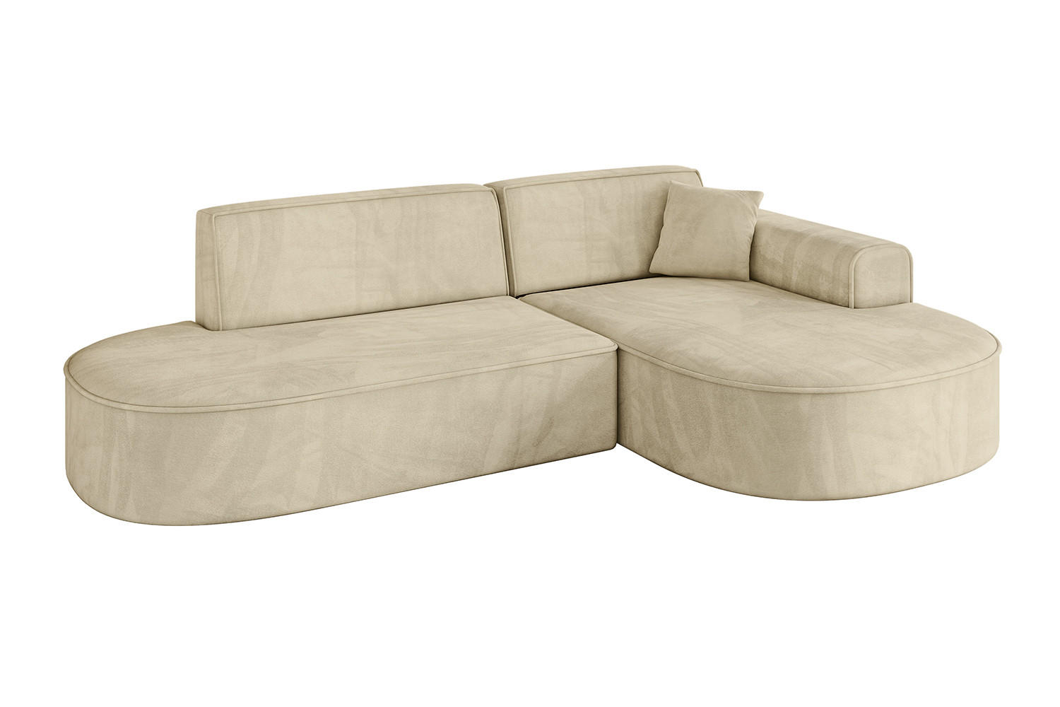 ECKSOFA Ottomane Rechts MARI-L1 - 243x171x79 cm Beige Velours - Beige/Schwarz, Holzwerkstoff/Kunststoff (171/243cm) - ALTDECOR