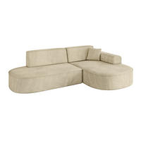 ECKSOFA Ottomane Rechts MARI-L1 - 243x171x79 cm Beige Velours - Beige/Schwarz, Holzwerkstoff/Kunststoff (171/243cm) - ALTDECOR