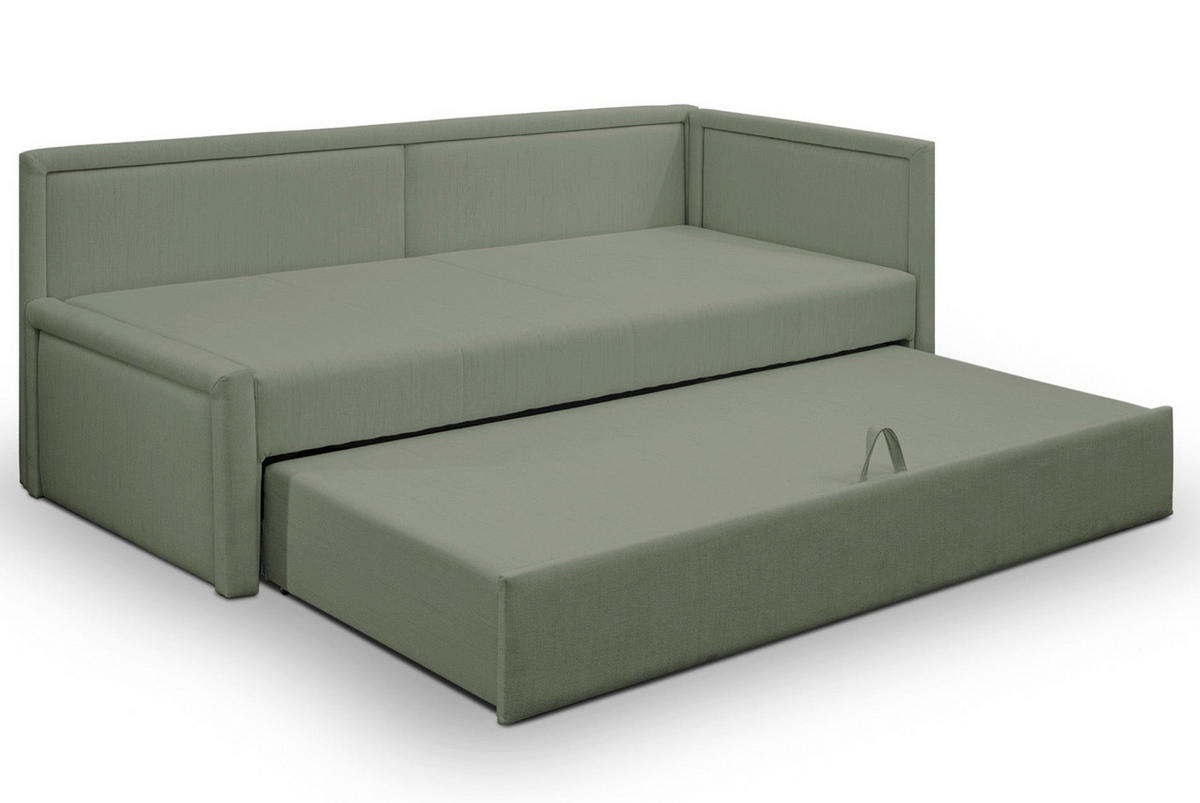 JUGENDBETT Caprili Salbeigrün ausziehbar für 2 Personen - Schwarz/Hellgrün, Holz/Textil (82/189cm) - Selsey