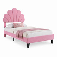 POLSTERBETT mit Blumen-Kopfteil 90x200 cm Samt Pink - Pink, Holz (90/200cm) - Meubliv