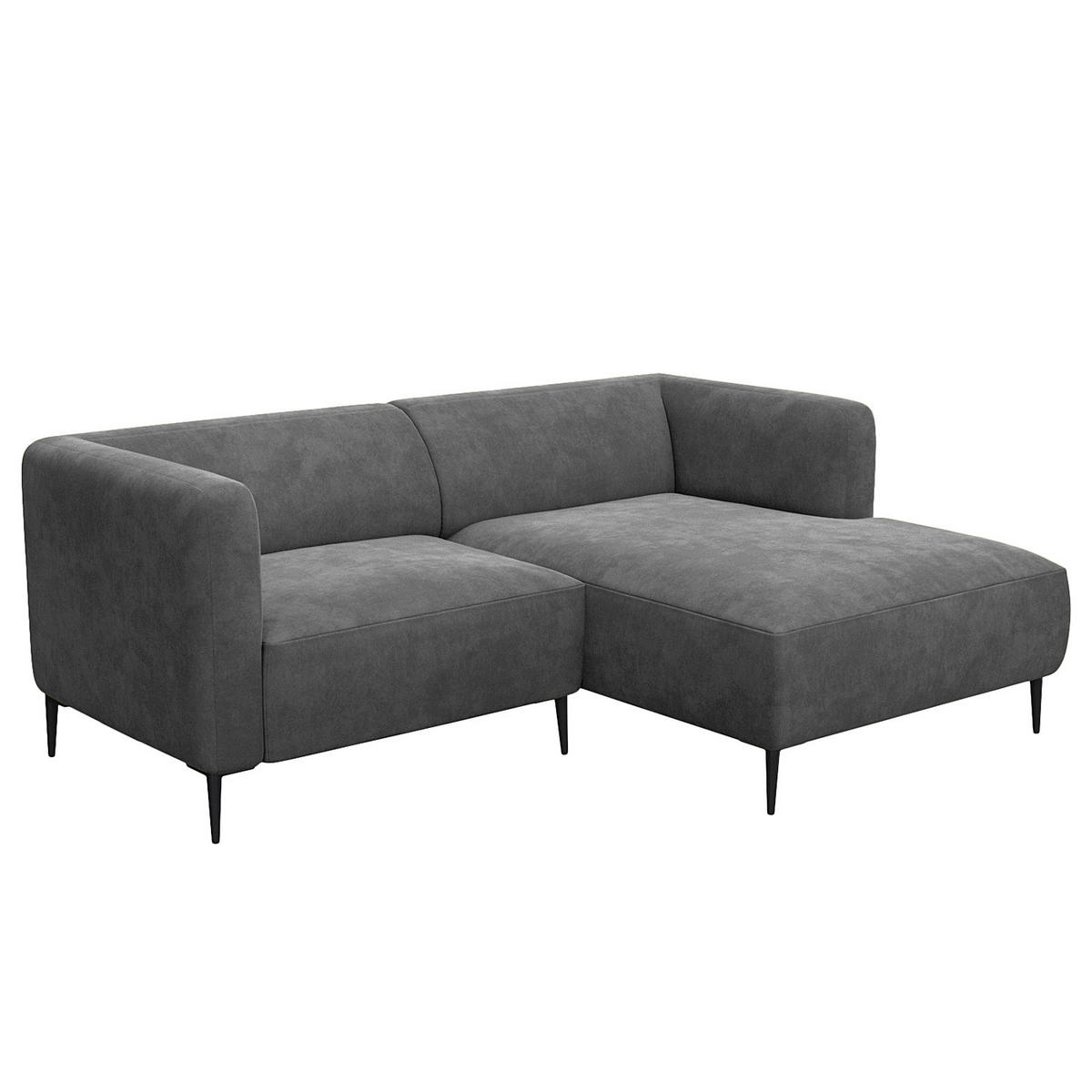 1,5-SITZER ECKSOFA mit Longchair - Schwarz/Grau, Textil/Metall (211/148cm) - home24