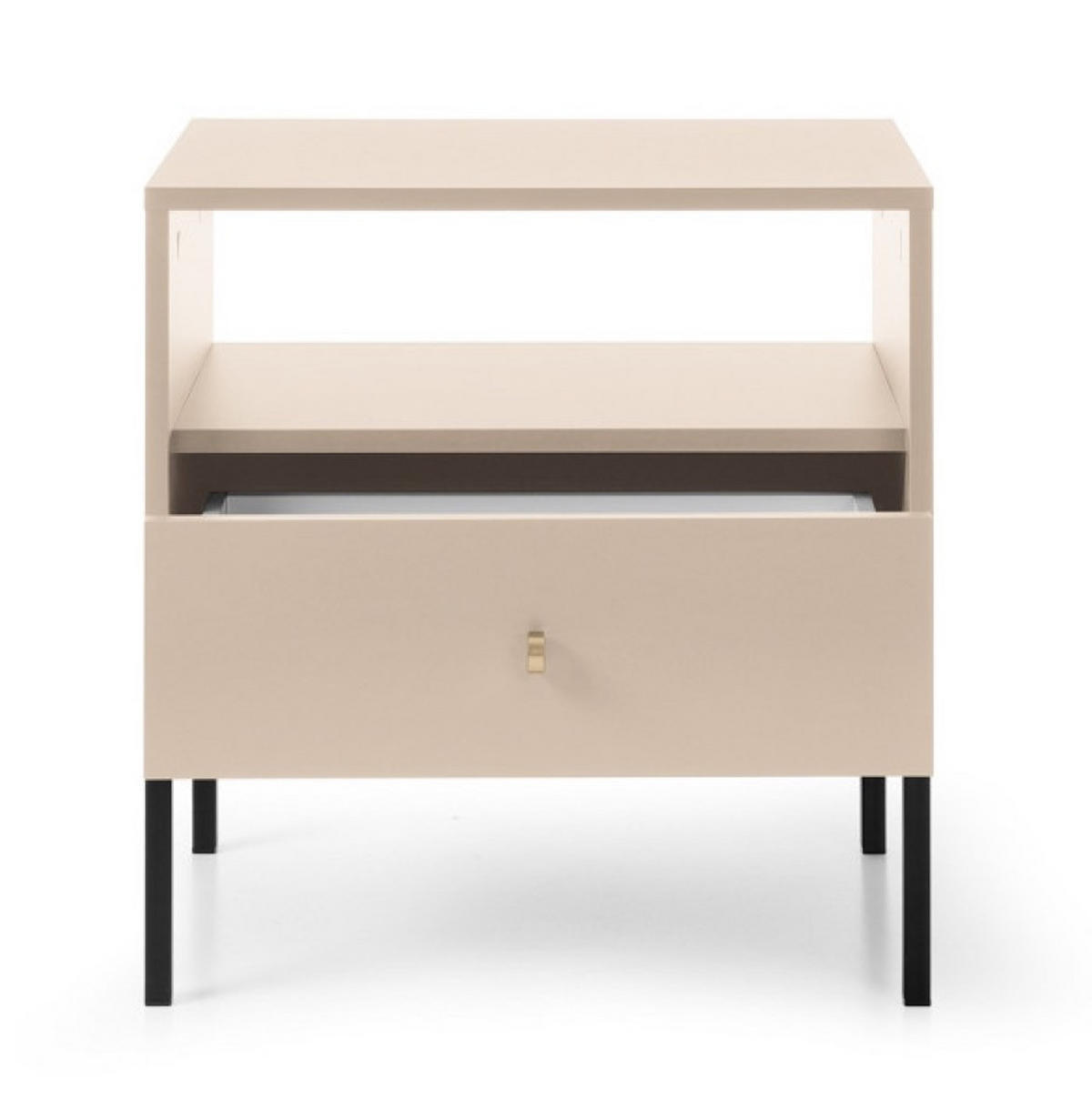 NACHTTISCH Beige MONAKO Mit Schwarzem Gestell - Beige/Schwarz, Holzwerkstoff (53.6/56.2/39cm) - Sepro Meble
