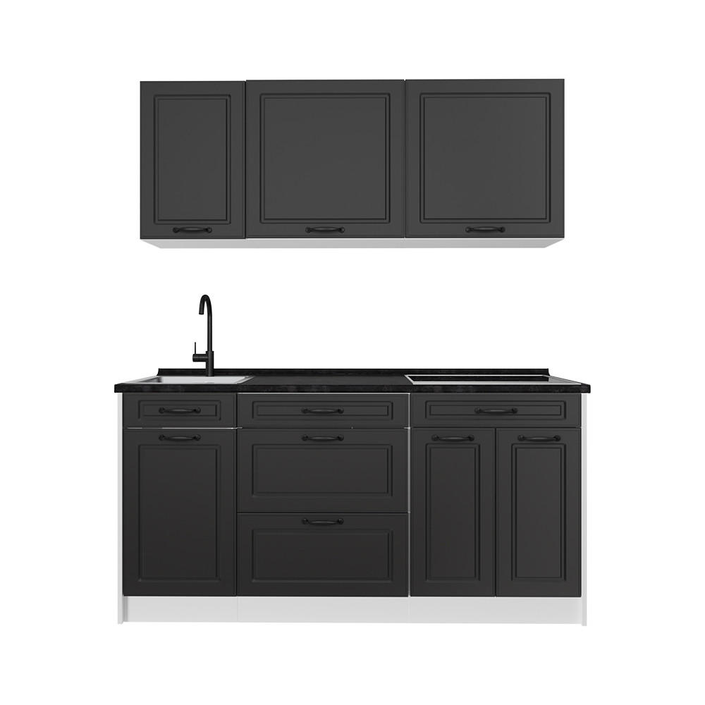 SAMOSTATNÁ KUCHYŇA R-Line, Antracitový vidiecky dom/biely, 160 cm antrasiitti työtaso - biela/antracitová, kompozitné drevo (160/81.6/60cm) - Vicco