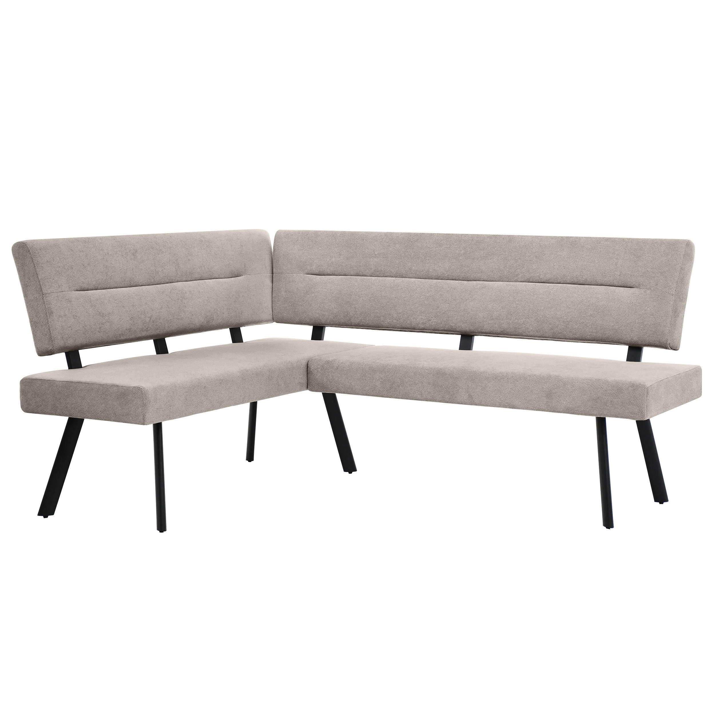 ECKBANK Zerra 192x153 cm, mit Metallbeinen, Curio-Stoff, Beige - Beige/Schwarz, Metall (192/153cm) - Beautysofa