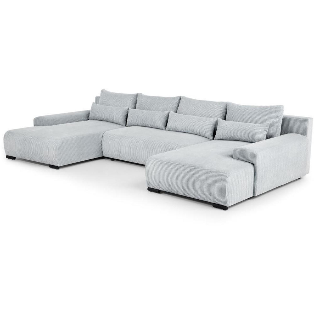 WOHNLANDSCHAFT Benny U hellgrau - Hellgrau/Schwarz, Textil/Metall (350/85/186cm) - Beautysofa