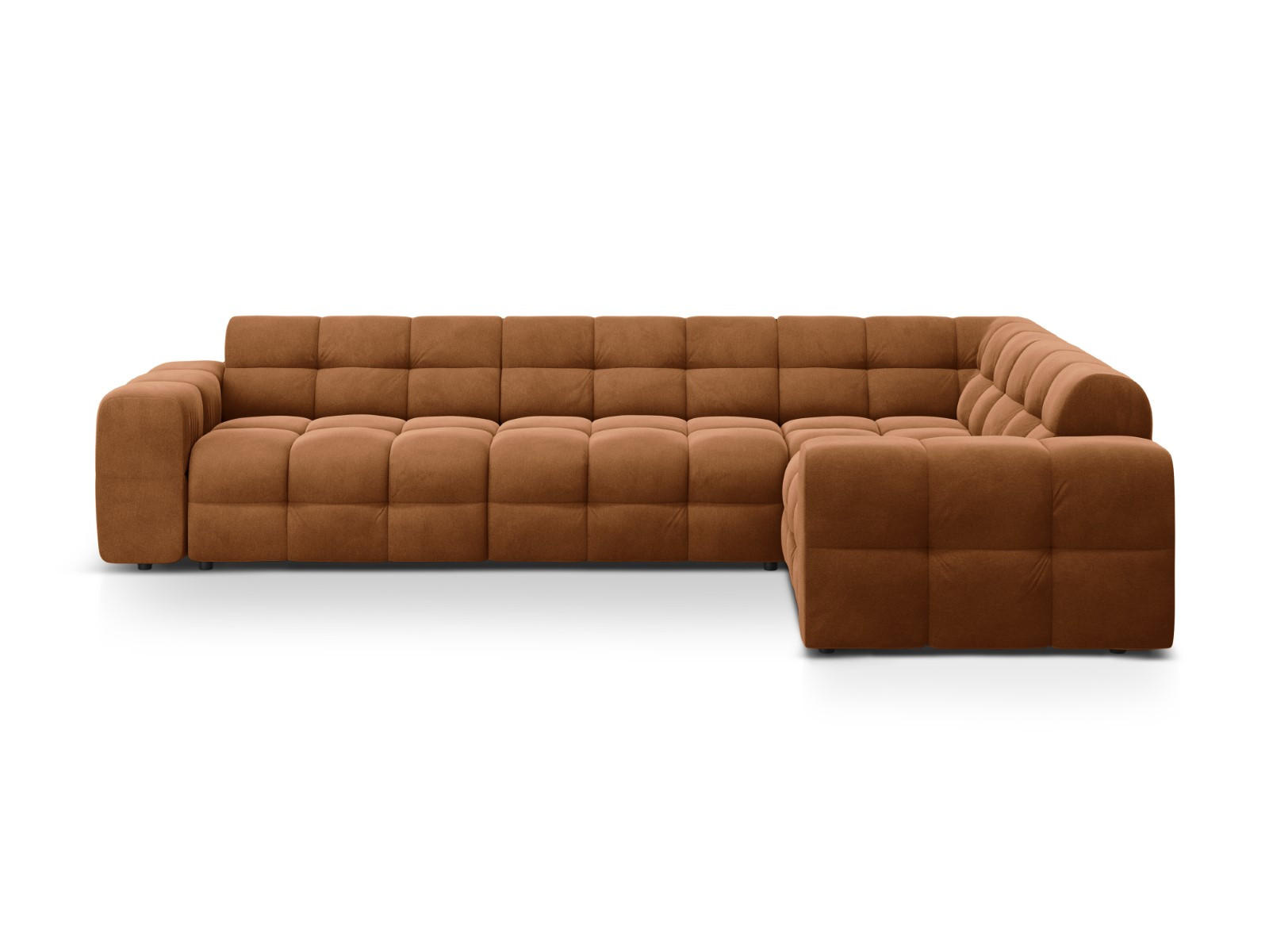 ECKSOFA rechts Kendal aus Samt kamel 6 Sitzplätze - Hellbraun, Textil (231/332cm) - Micadoni