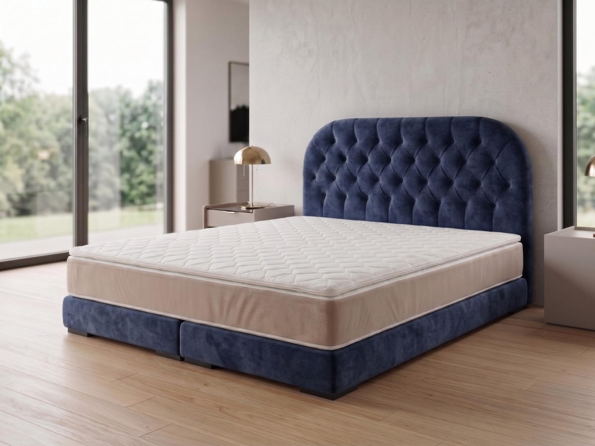 POLSTERBETT LEON4 200x 200 cm Farbe: Dunkelblau - Dunkelblau, Textil (200/200cm) - A&J MöbelLand