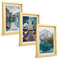 BILDER SET 3er Set - 20x30 cm Goldrahmen - See, Brücken, Berge - Goldfarben, Kunststoff (20/30cm) - TULUP