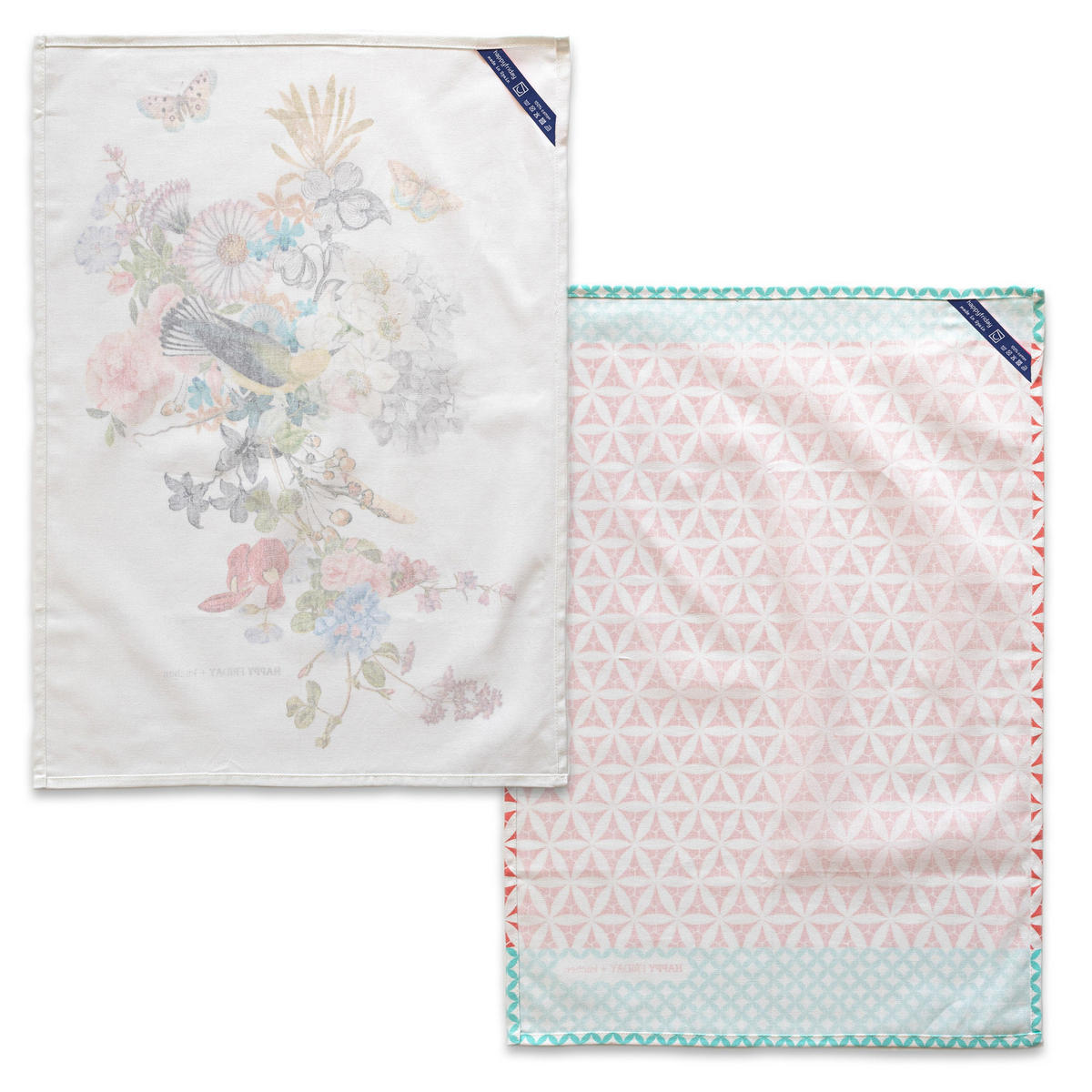 GESCHIRRTUCH (2 tlg) floral branch 70x50 cm mehrfarbig - Multicolor, Textil (70/50cm) - Happy Friday