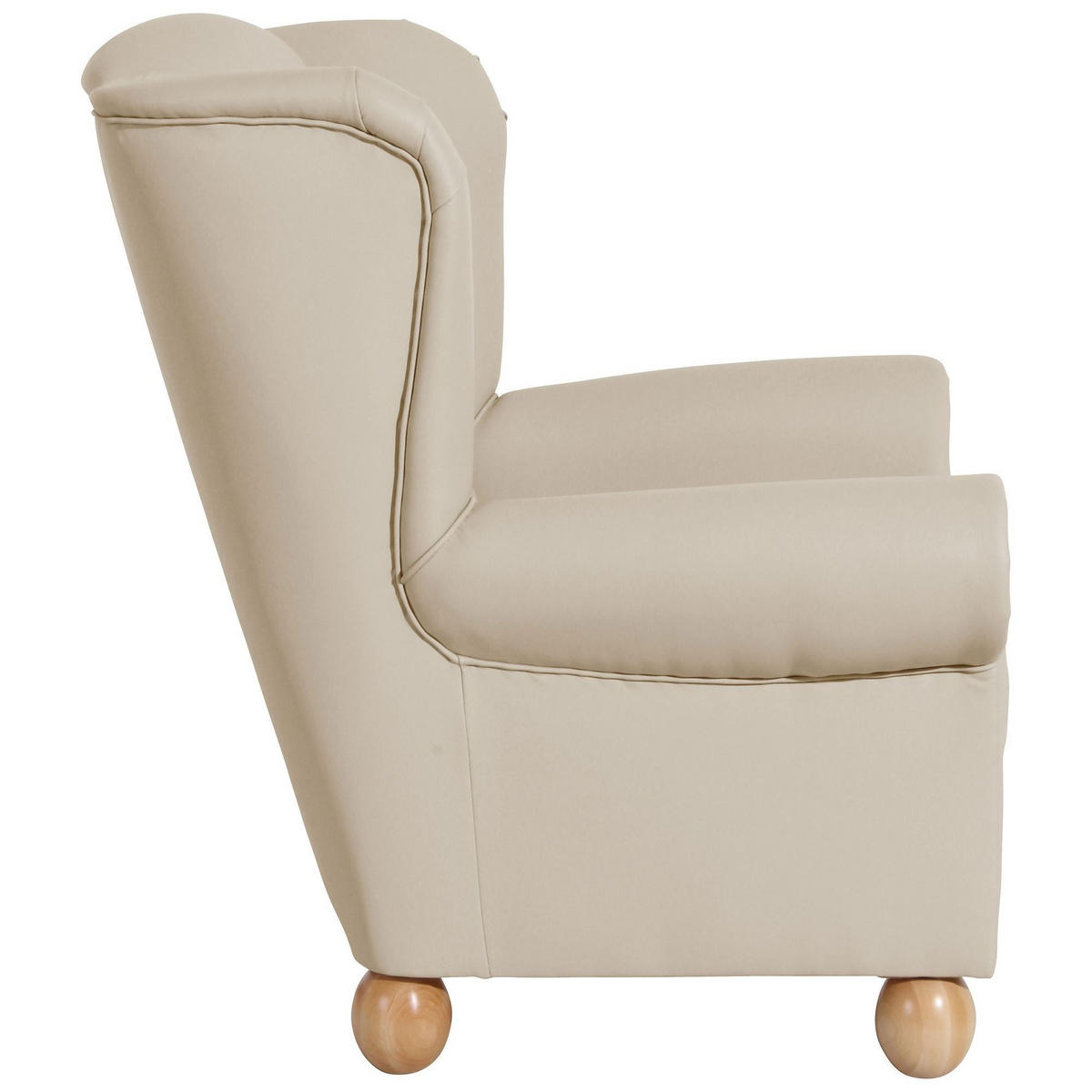 OHRENBACKENSESSEL Kasha Bezug Kunstleder Buche natur / beige - Beige/Buchefarben, Kunststoff (93/103/87cm) - 58aufmkessel