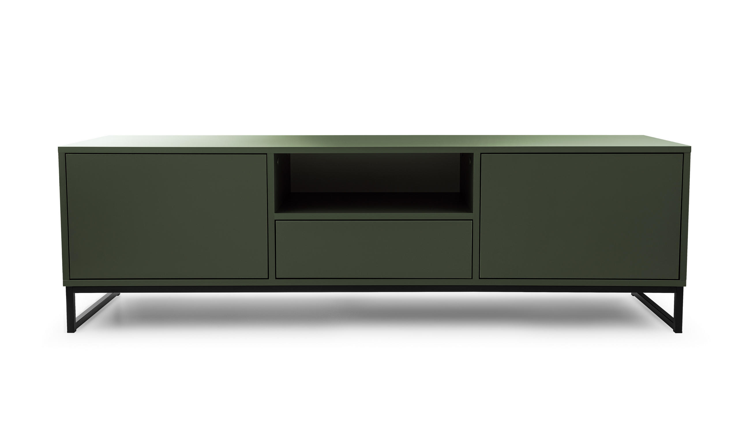 TV-SCHRANK Genua, Fernsehtisch mit 1 Türen und 1 Schublade, Lowboard in Größe: 80 x 135,5 x 40 cm, Fernsehschrank in Farbe: Grün - Grün, Holzwerkstoff (160/48.5/45cm) - Agmat-Furniture