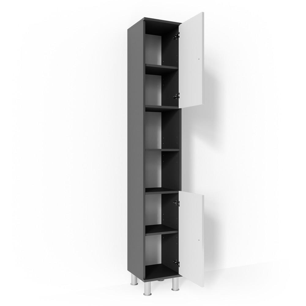 BADSCHRANK Fynn Anthrazit 30 x 190 cm - Anthrazit/Grau, Holzwerkstoff (30/190/30cm) - Vicco