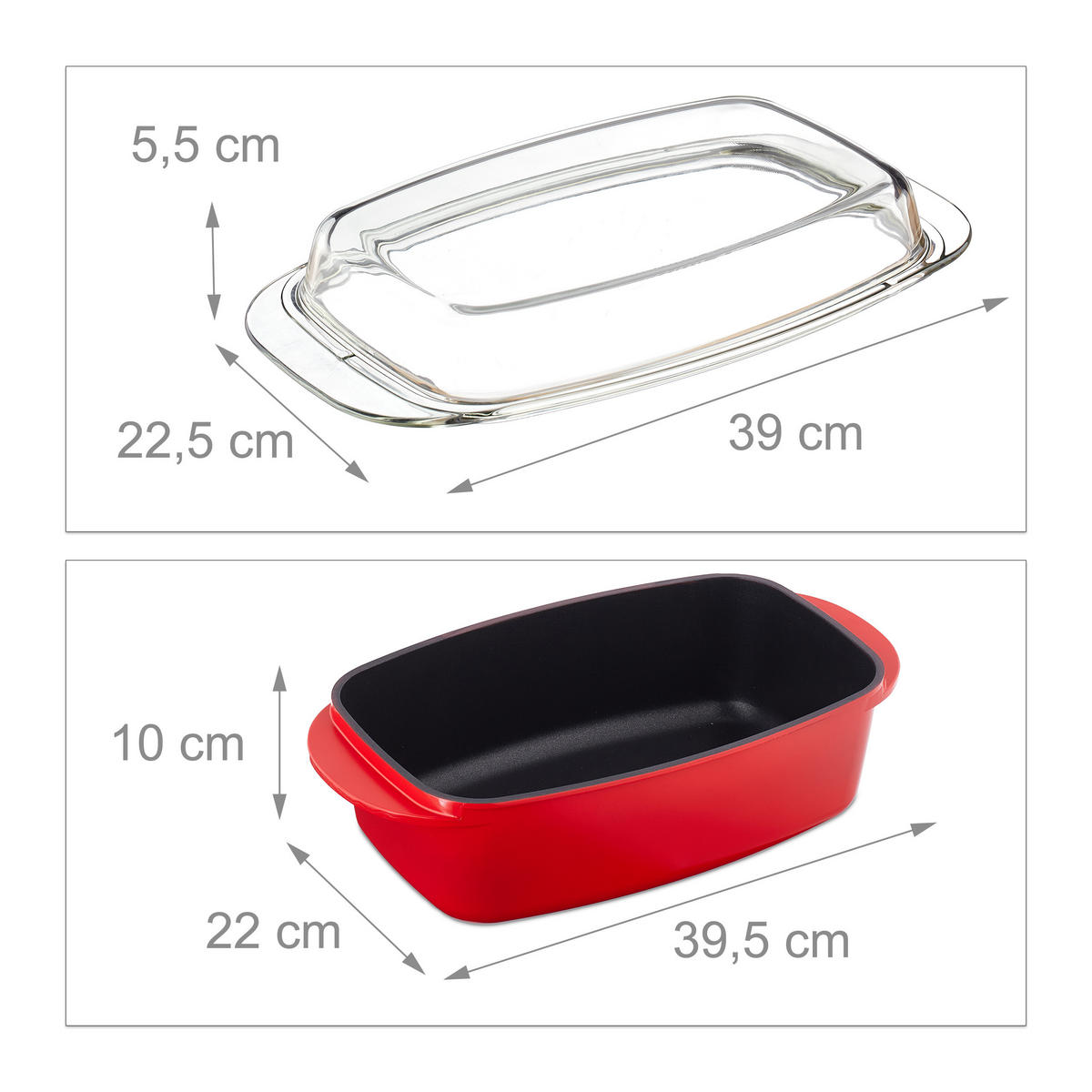 BRÄTER Deckel - Rot, Glas/Metall (22.5/39.5/15cm) - Relaxdays