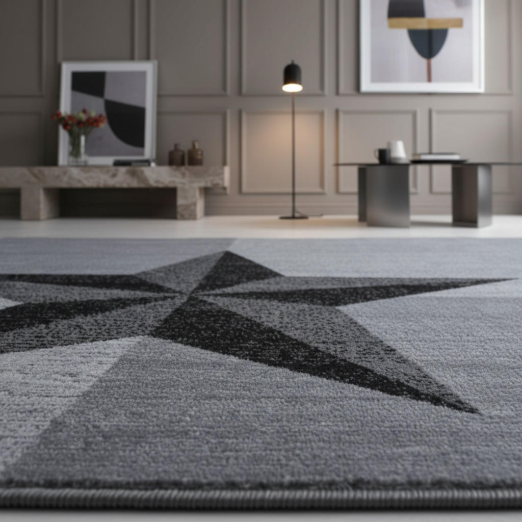 Thumbnail - Kadima Design Teppich, Grau, Textil, Stern/Sternzeichen, Rechteckig, 140x200 cm, pflegeleicht, Teppiche & Böden, Teppich...