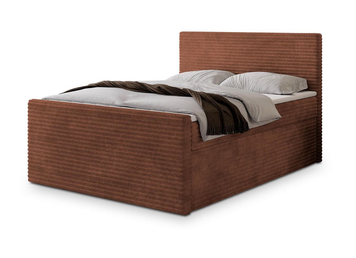 POSTEL BOXSPRING NOLEN 160x200 cm, s matrací a úložným prostorem, hnědá - hnědá, kompozitní dřevo/textil (160/200cm) - MASSENO