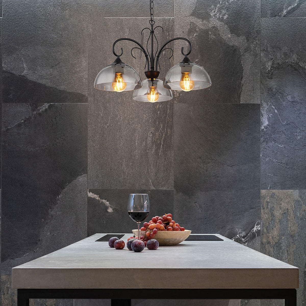 LED HÄNGELEUCHTE Metall Schwarz-matt - Schwarz, Glas (56/56/120cm) - Globo Lighting