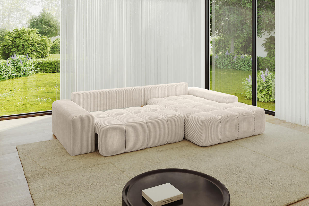 ECKSOFA Ottomane Rechts ENSI-L - 267x164x88 cm Beige - Beige, Holzwerkstoff/Kunststoff (164/267cm) - ALTDECOR