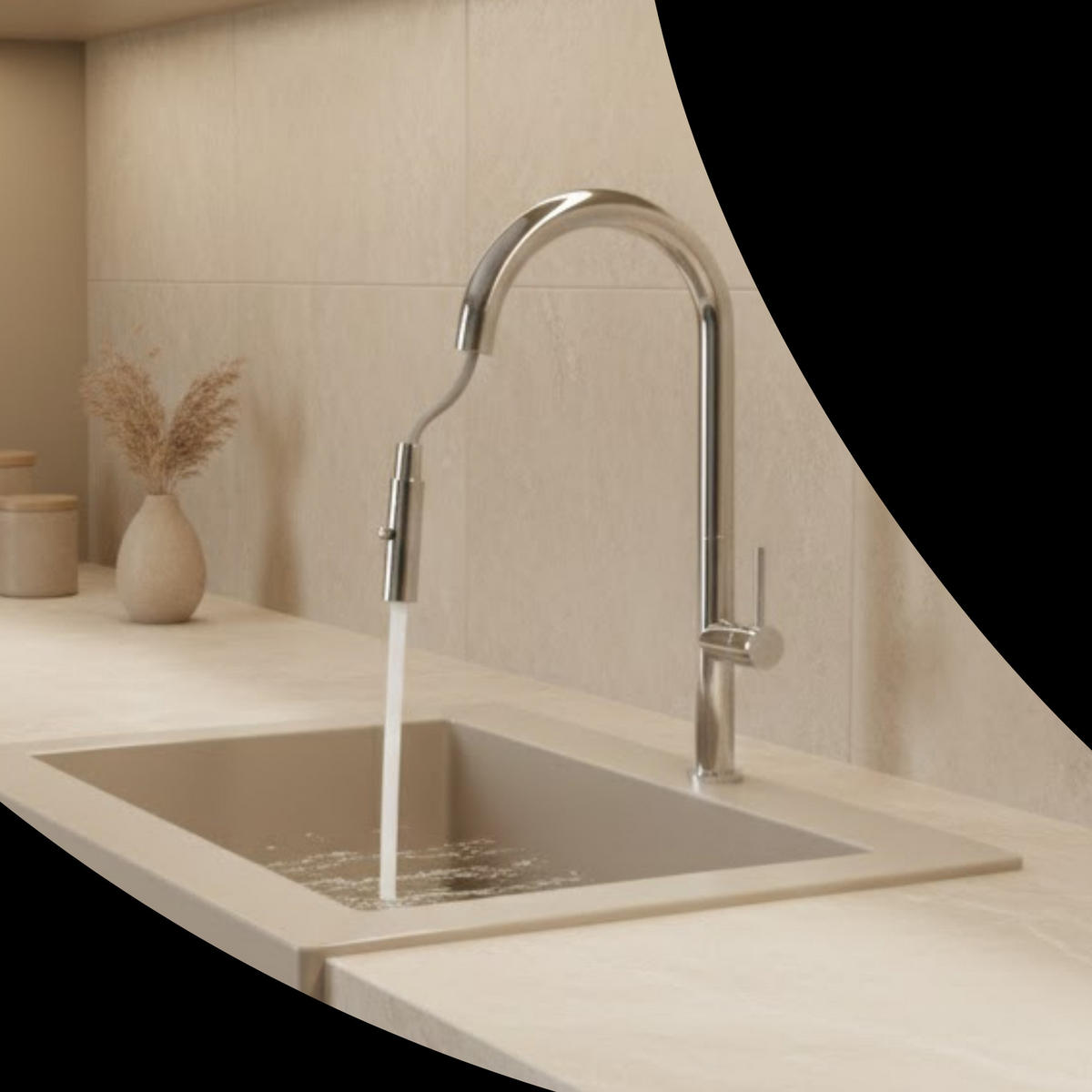 KÜCHENARMATUR Livia Chrom 43 cm Ausziehbrause 2 Strahlarten 360° 1-tlg. - Chromfarben, Metall (24/43/24cm) - Granitan