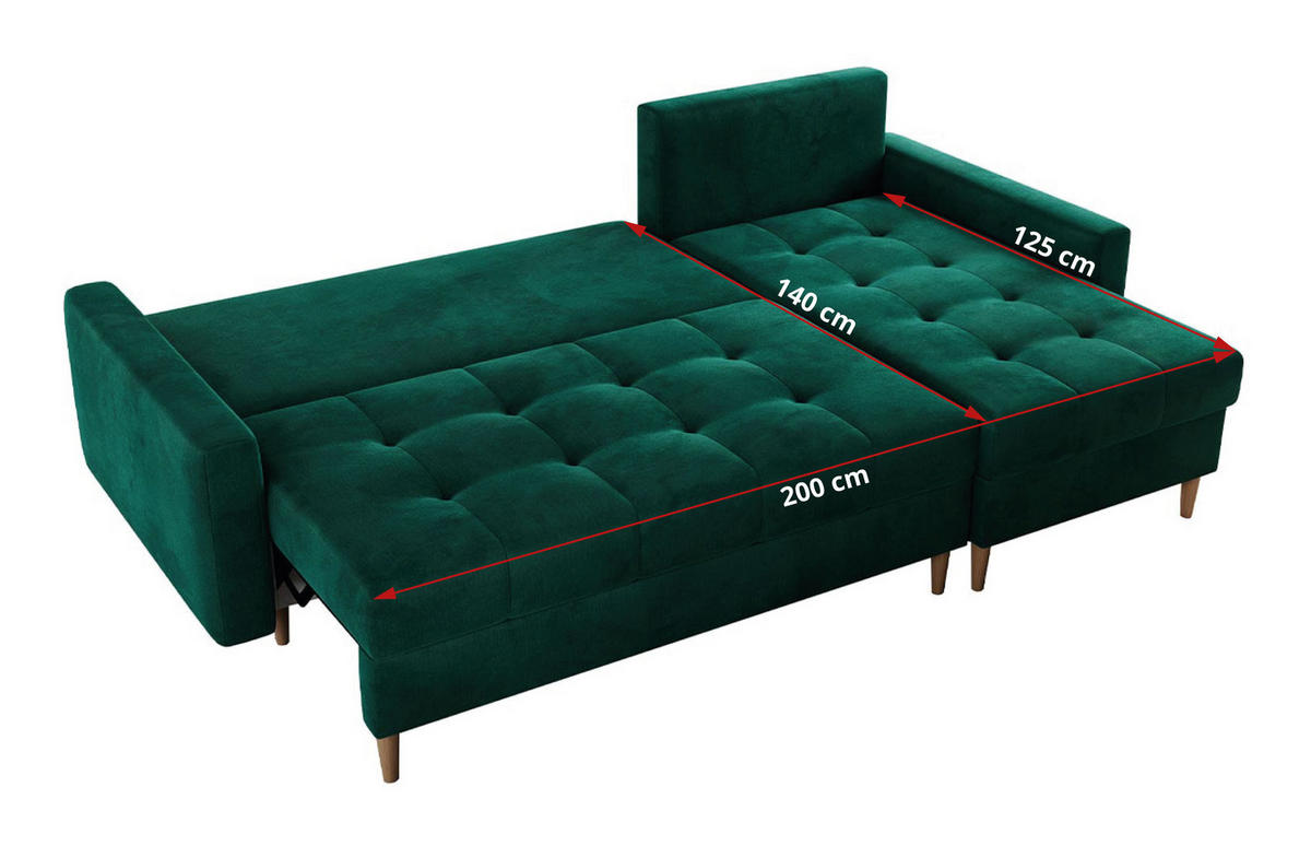 ECKSOFA Colin Velvet Dunkelgrün - Dunkelgrün/Braun, Holz/Textil (220/140cm) - MKS