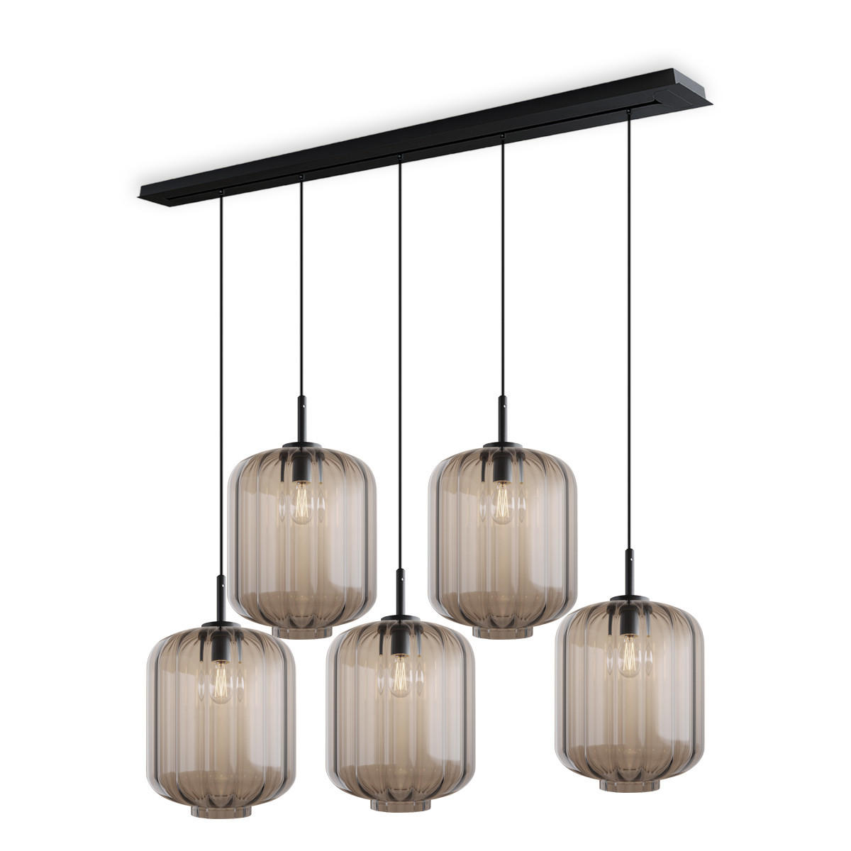 HÄNGELEUCHTE Velo 5-flammig Klar Ø 25cm - Klar/Schwarz, Glas (25/25/27cm) - s.luce