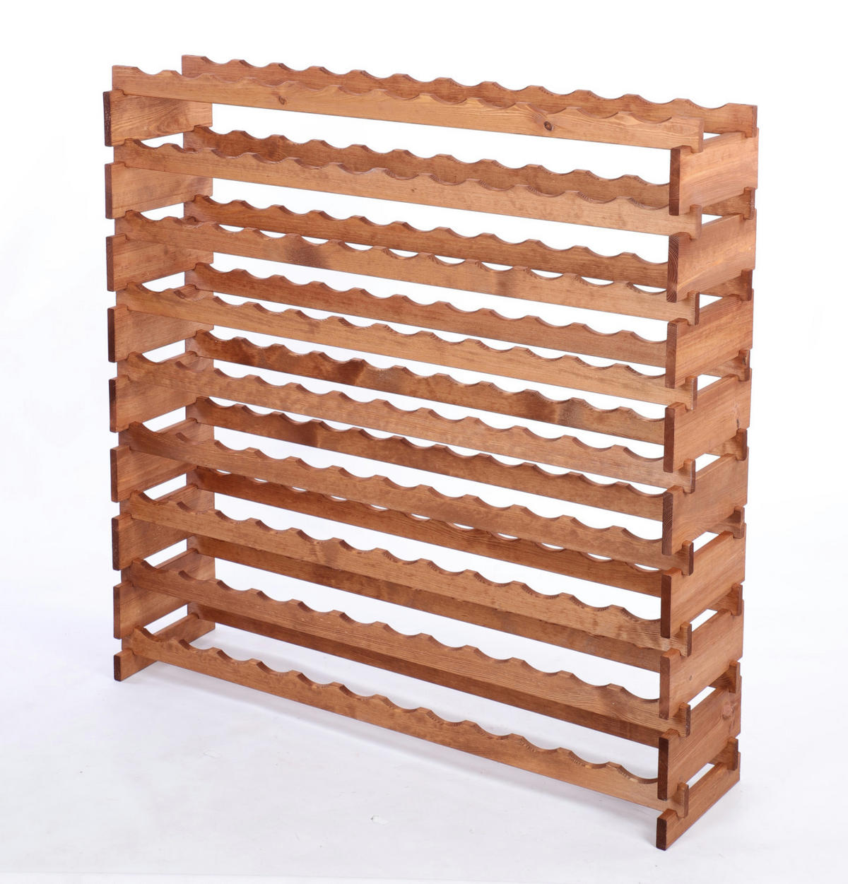 WEINREGAL VINOTECA FLEX PRO HxBxT 121x123x28cm 108 Flaschen auf 9 Ebenen Braun geölt - Braun, Holz (123/121/28cm) - PROREGAL