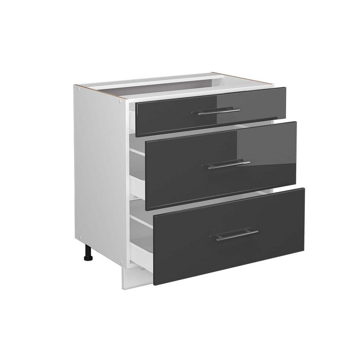 KÜCHENUNTERSCHRANK Fame-Line Anthrazit Hochglanz 80 cm AP Anthrazit - Anthrazit/Weiß, Holzwerkstoff (80/82/60cm) - Vicco