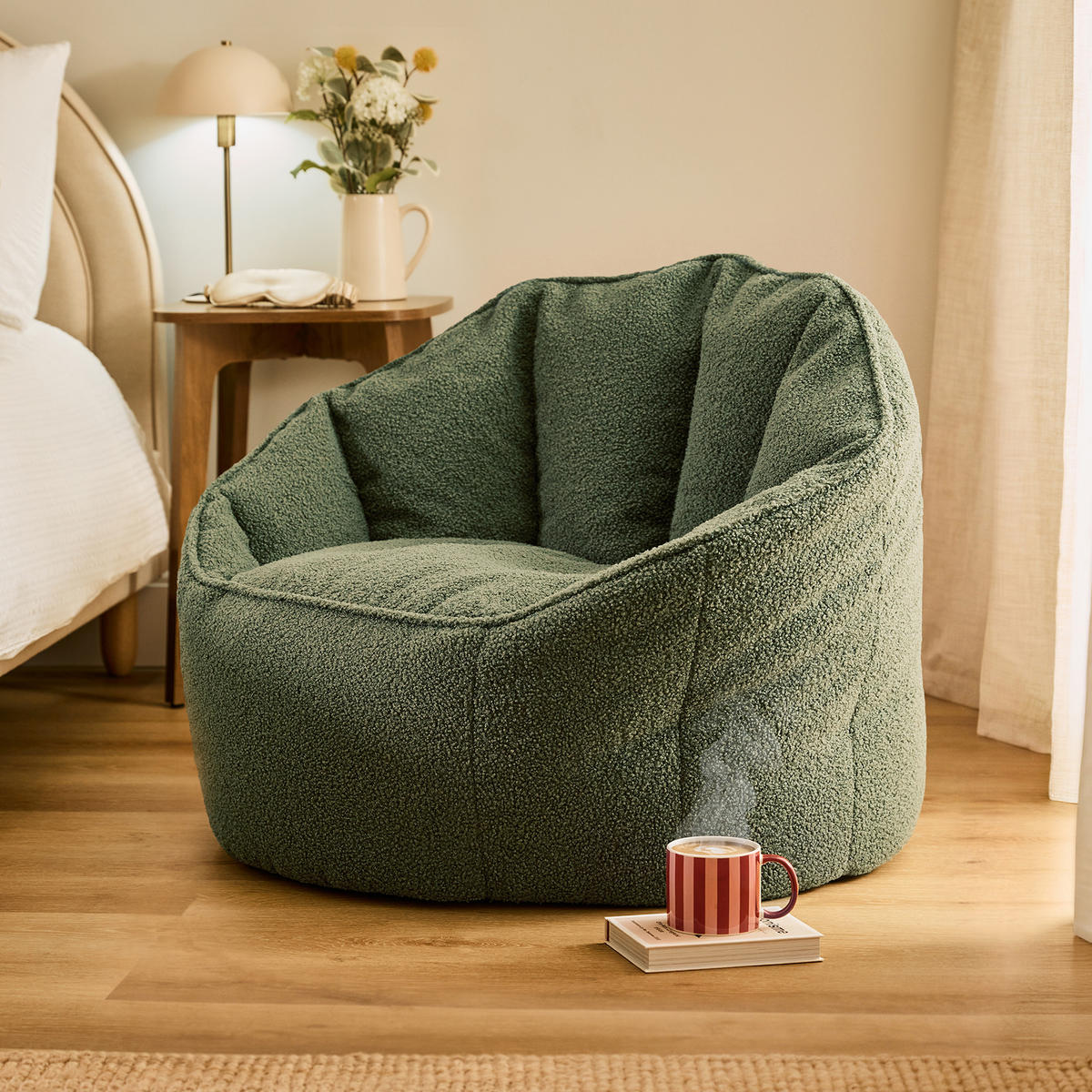 SITZSACK aus Boucle Sirena - Olivgrün, Textil (77/64/74cm) - icon