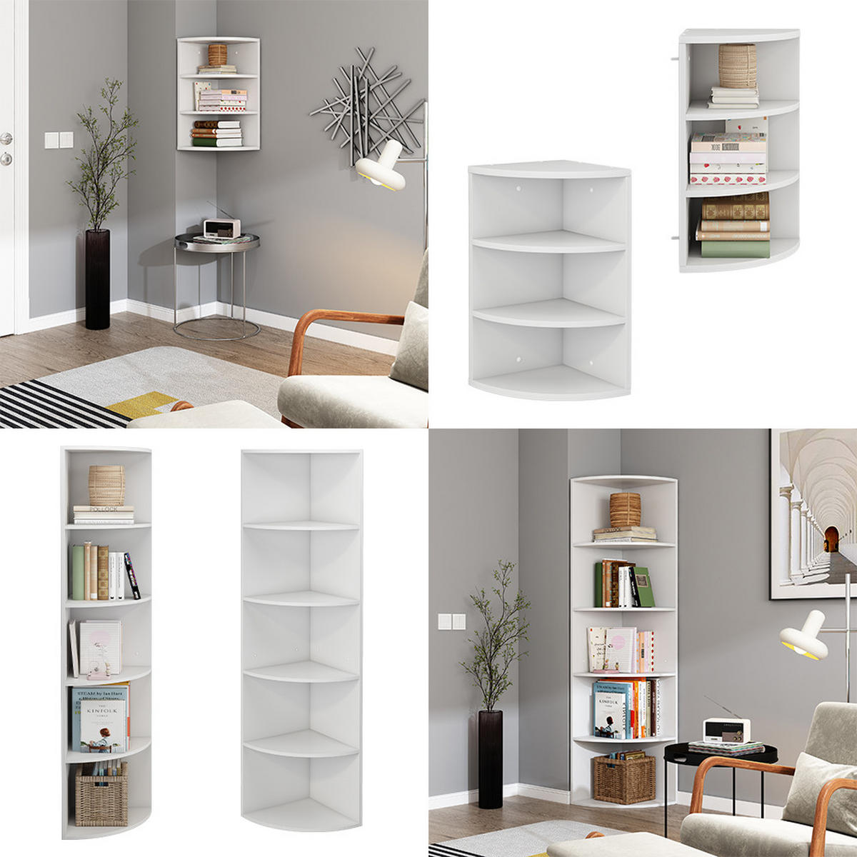 ECKREGAL Fabienne Weiß 30 x 60 cm 3 Fächern - Weiß, Holzwerkstoff (30/60/30cm) - Vicco