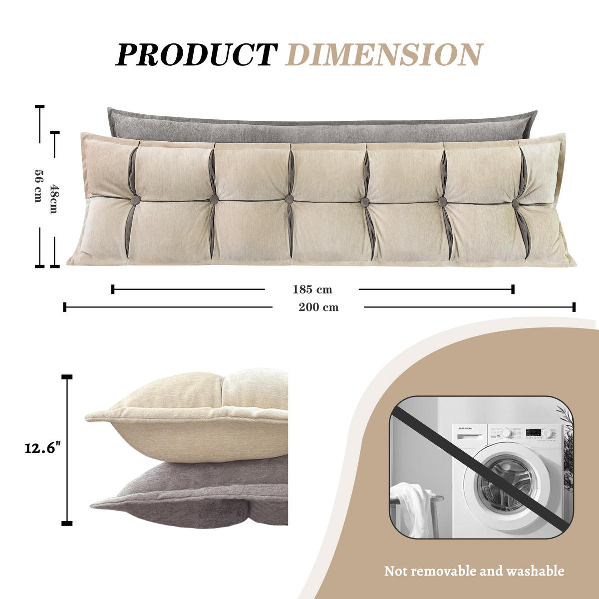 RÜCKENKISSEN Dekokissen Doppelschicht - Weiß, Textil (32/200/48cm) - Vercart