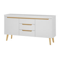 SIDEBOARD weiß matt, Eiche, skandinavisch 160 cm, Kommode mit Soft-Close-Funktion - Eichefarben/Weiß, Holz/Holzwerkstoff (160/83/40cm) - Furn.Design
