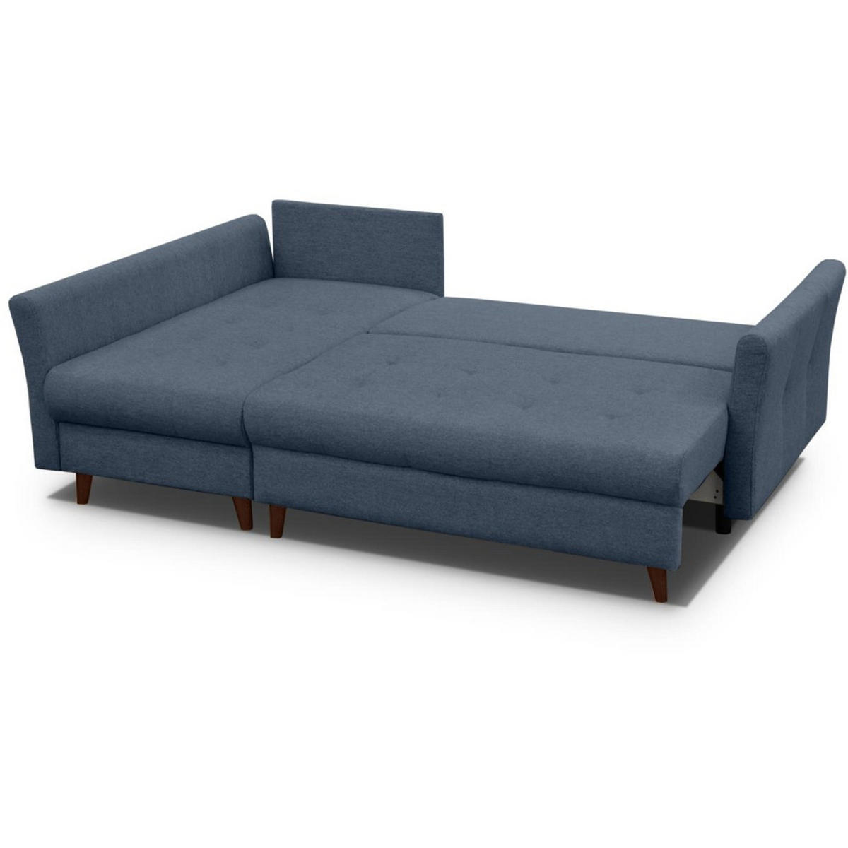 ECKSCHLAFSOFA Neron mit 2 Bettkasten und Beine in Wengefarbe, Dunkelblau, links - Wengefarben/Dunkelblau, Textil (233/148cm) - Beautysofa