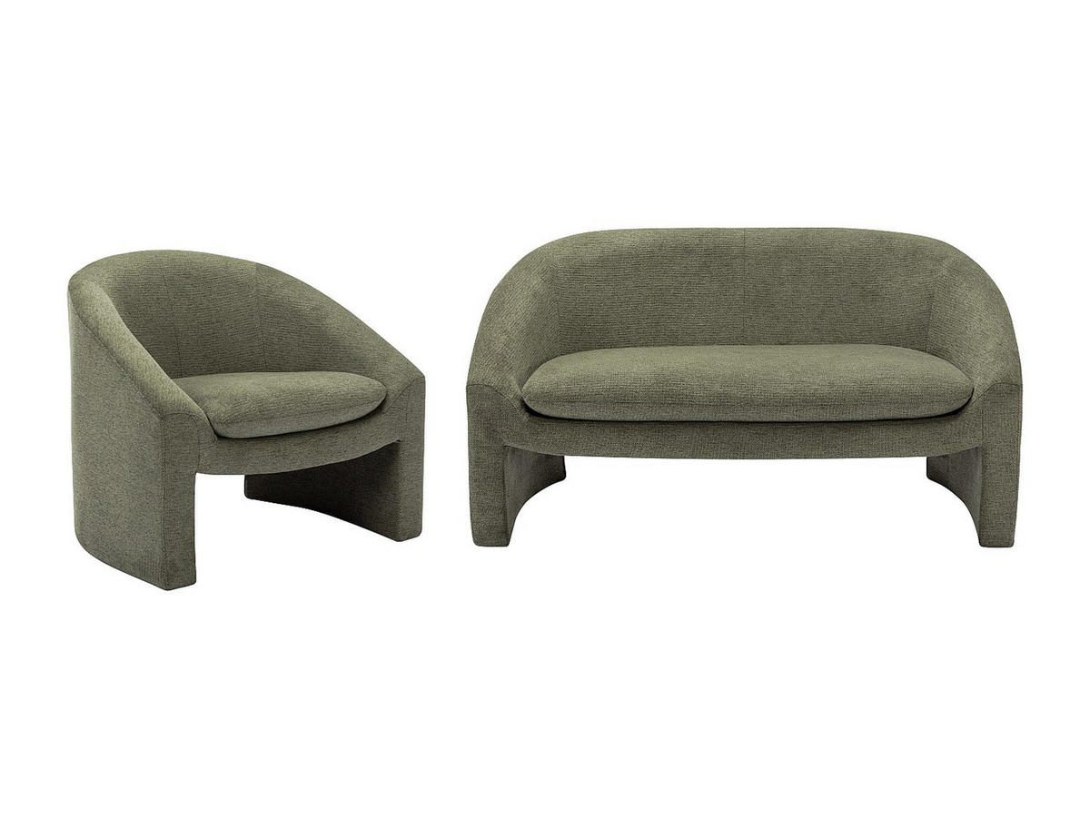 SOFAGARNITUR ohne Schlaffunktion - 3 -Sitzer - Polyester - grün - OSSANA - Grün, Textil (137/74/74cm) - Vente-Unique