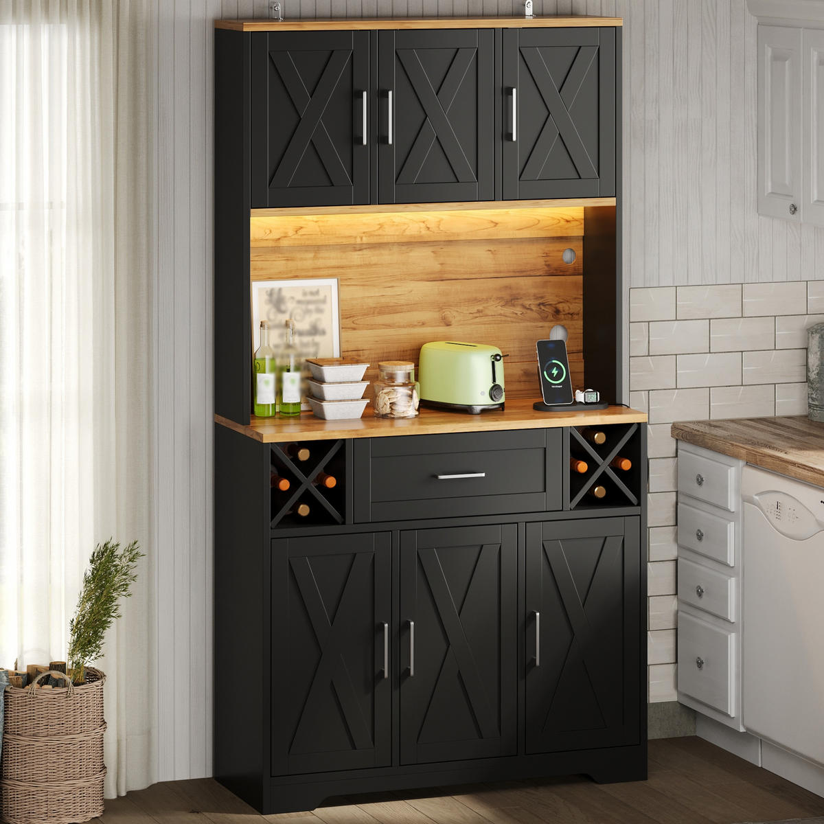 GESCHIRRSCHRANK Naturfarben 105/40/180 - Naturfarben, Holzwerkstoff (105/180/40cm)