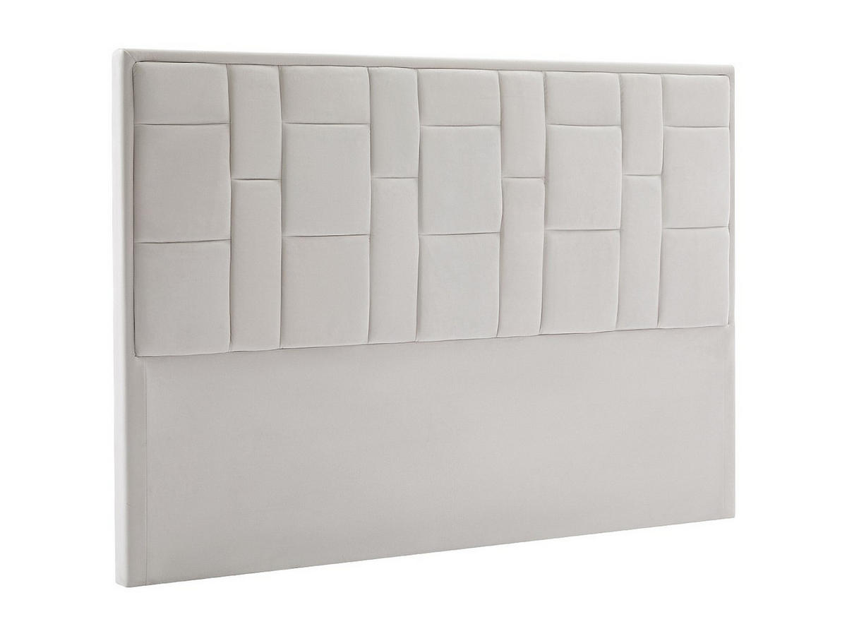 BETTKOPFTEIL - 160 cm - Samt - Beige - HERMINE - Beige, Textil (160/110/8cm) - Vente-Unique