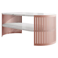COUCHSITCH Fikoli Oval Ember I - Messingfarben/Weiß, Holzwerkstoff/Metall (100/50/40cm) - MIRJAN24