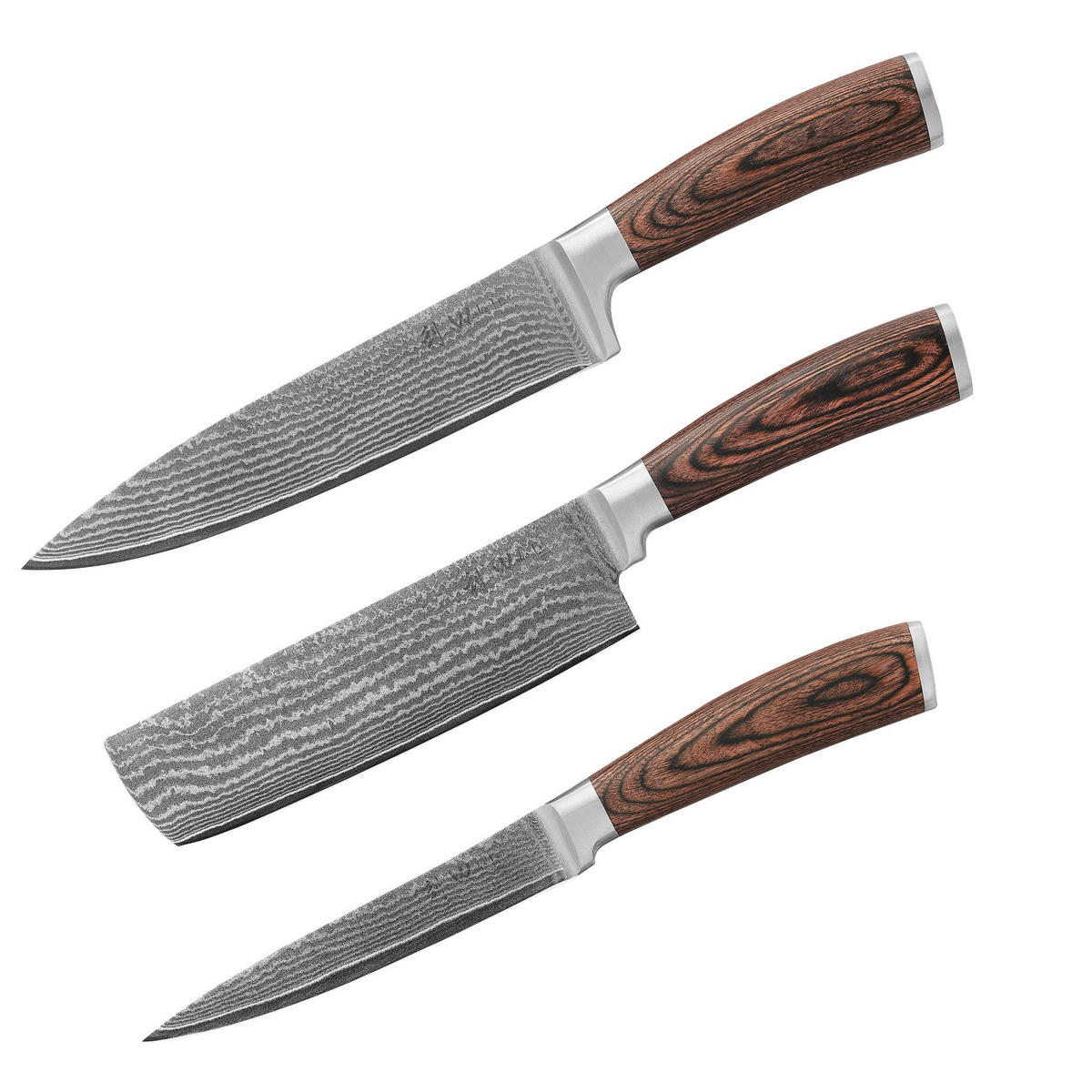 DAMASTMESSER Set I EDIB - Braun, Holz/Metall - Wakoli