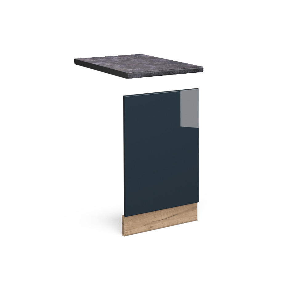 FRONTBLENDE Fame-Line Dunkelblau Hochglanz 45 cm, AP Anthrazit - Honigeiche/Eiche Wotan, Holzwerkstoff (45/67.4/1.6cm) - Vicco