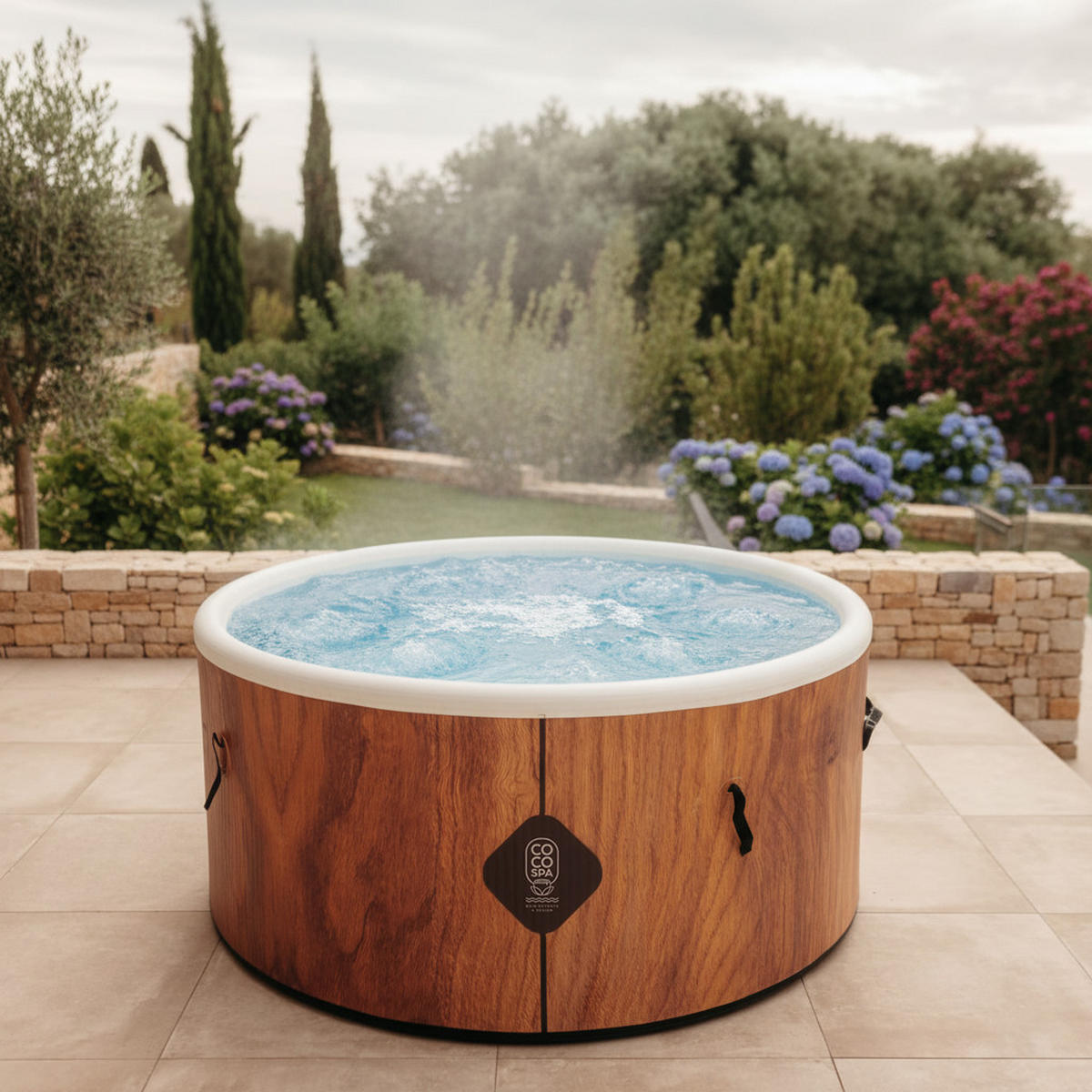 WHIRLPOOL Aufblasbarer Spa Tahiti 150 cm Durchmesser - 800 Liter Motor 2240 W - Für 2 bis 4 Personen - Braun, Kunststoff (150/70/70cm) - COCO SPA