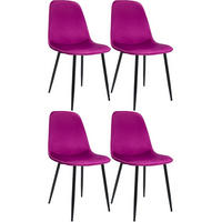 ESSZIMMERSTUHL 4er Set Samt Lila - Lila/Schwarz, Textil/Metall (45/88/54cm) - CLP