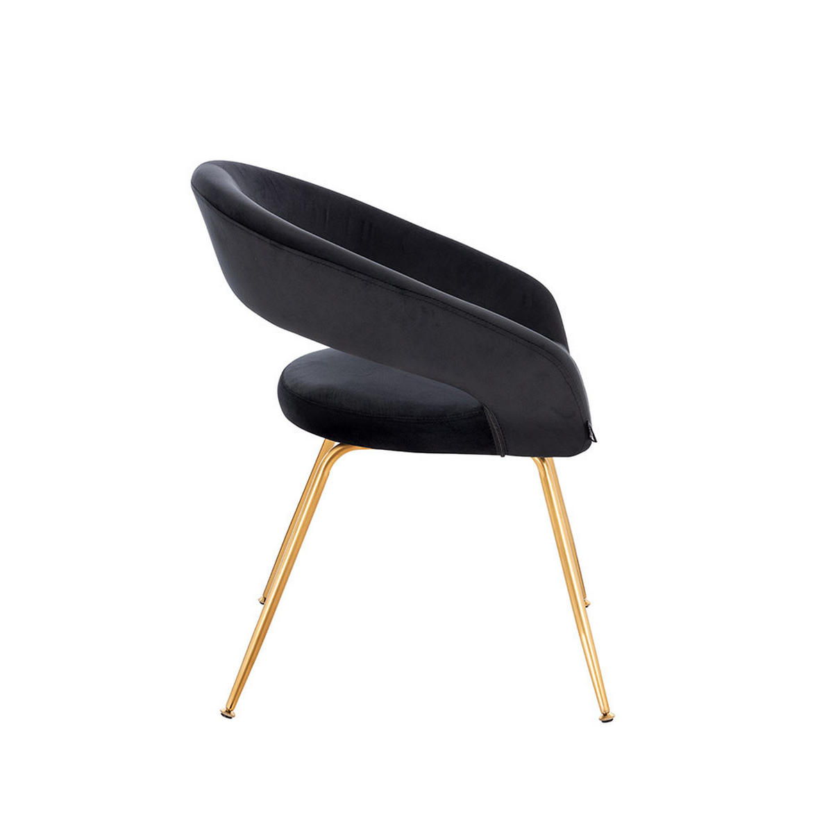 ESSZIMMERSTUHL LYRIC - Menge: 2, Farbe: Samt Schwarz - Schwarz/Altrosa, Textil/Metall (75/61/57cm) - Home Deluxe