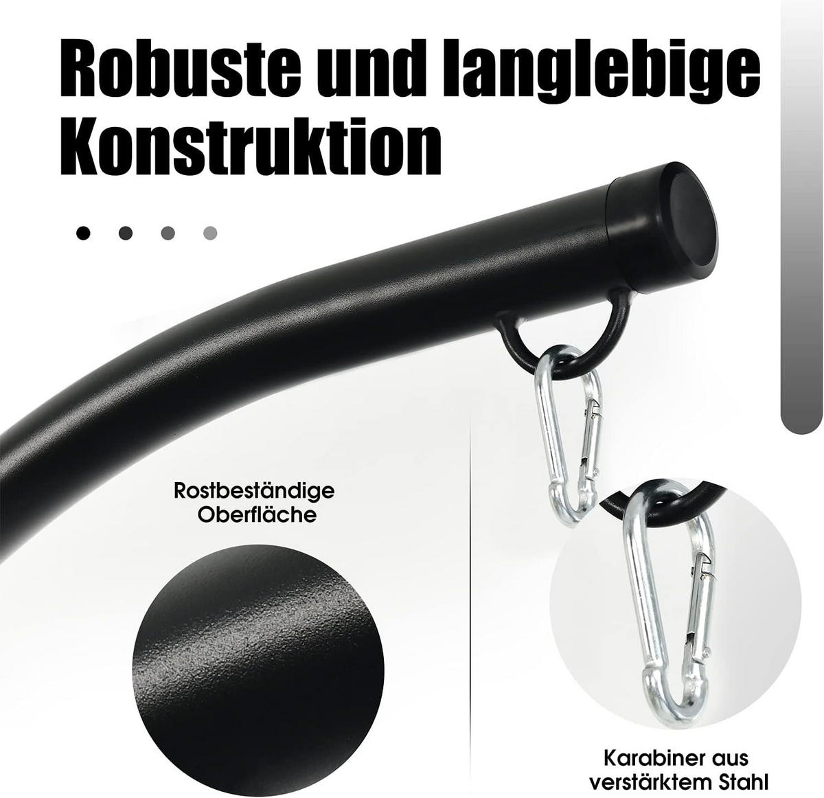 STATIV för hängmatta Svart - Svart, Metall (84/111/207cm) - COSTWAY