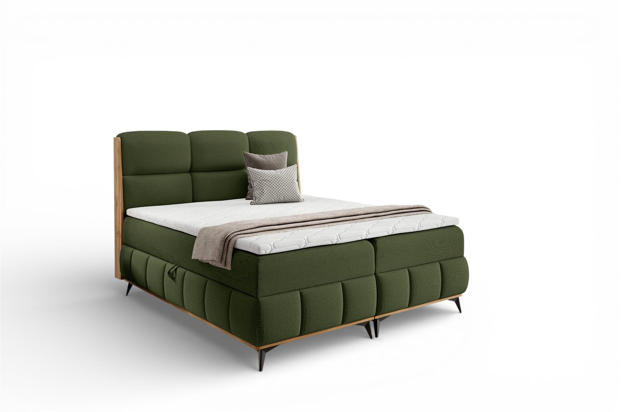 BOXBETT Charlie - Grün, Holzwerkstoff/Textil (180/200cm) - Fun Möbel