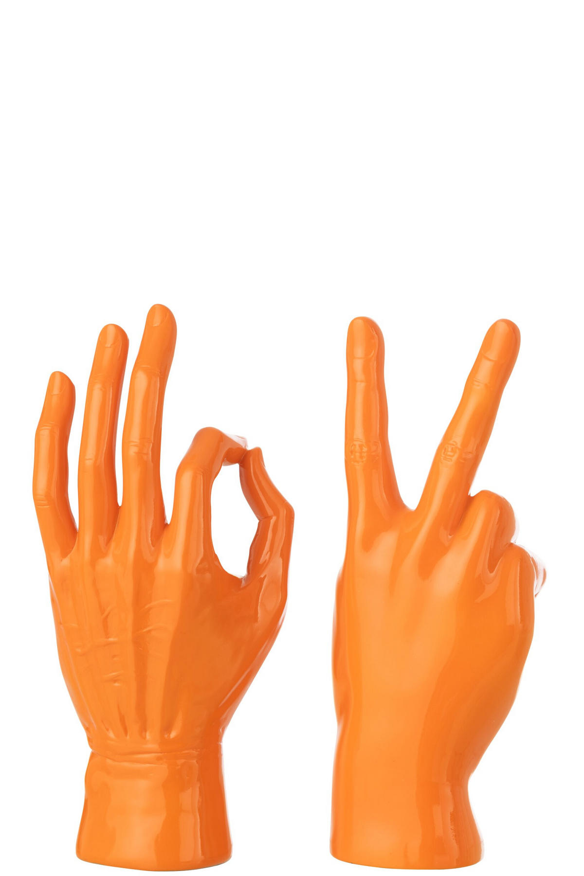 FIGUR ZEINCHENSPRACHE (2ER SET) - Orange, Glas/Naturmaterialien (10.5/36/16cm) - J-Line