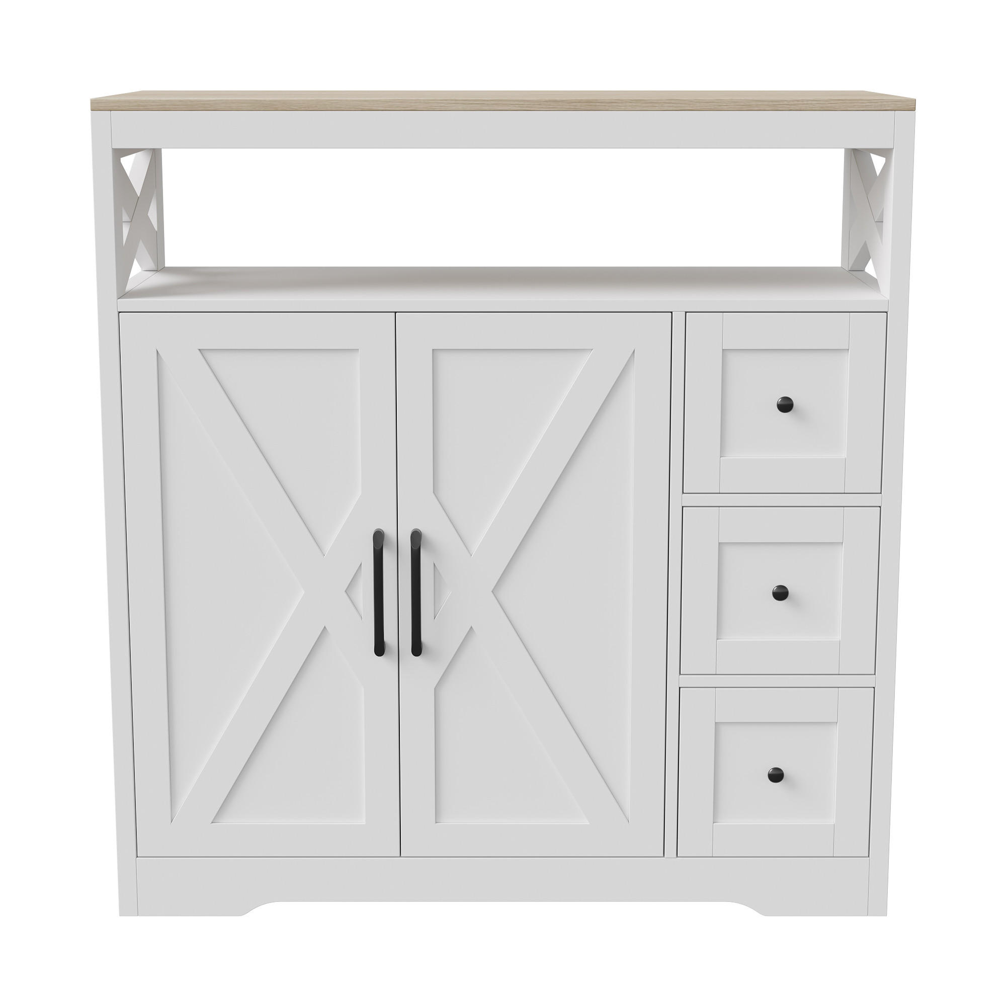 SIDEBOARD Modern mit 2 Türen & 3 Schubladen 100/40/105 cm Weiß/Eiche - Weiß, Holzwerkstoff (100/105/40cm) - Creahappy