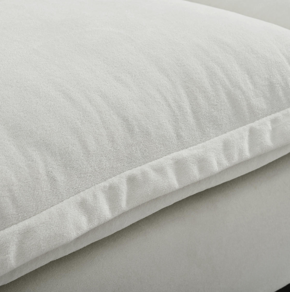 ECKSOFA aus Chenille 264x155x90 cm in Beige mit Ottomane & 2 Kissen - Beige, Textil (155/90/264cm) - Modfu