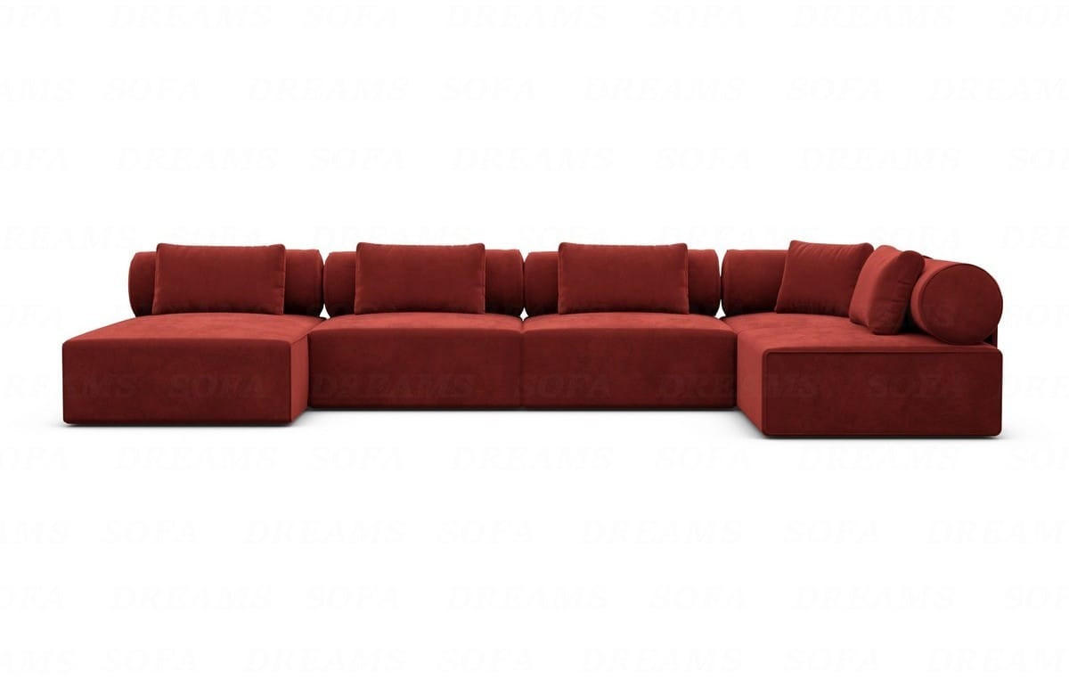 WOHNLANDSCHAFT Cipriani Rot Samtstoff - Rot, Kunststoff (400/77/200cm)