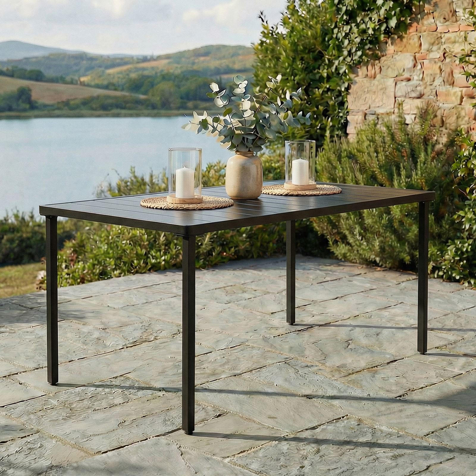 GARTENTISCH AZALEA - Schwarz, Metall (80/140/75cm) - IDIMEX