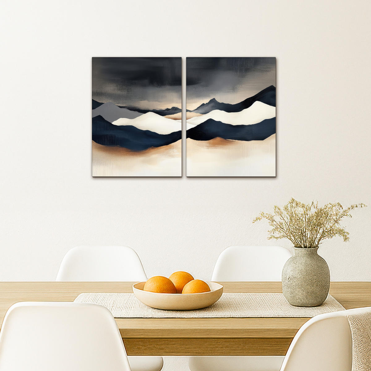 LEINWANDBILD 2er Set Landschaft - Abstrakt - Modern 60x40 cm - Dunkelblau, Textil (60/40cm) - MuchoWow