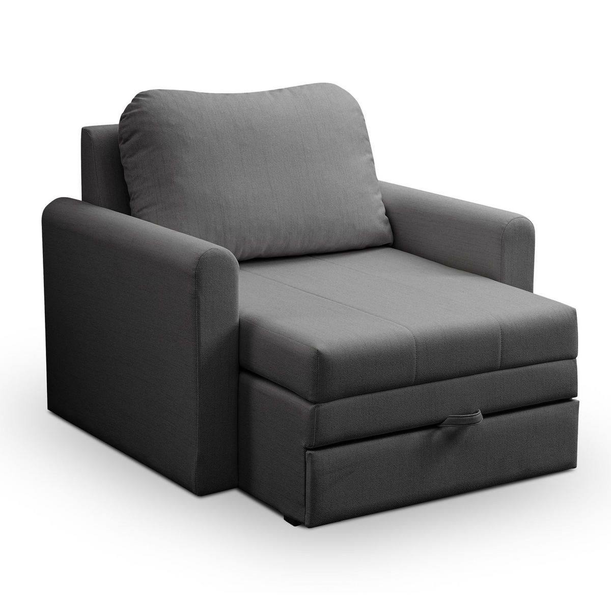 SCHLAFSESSEL Dejano Dunkelgrau 75x196 cm - Dunkelgrau/Schwarz, Holz/Textil (103/90/115cm) - Selsey