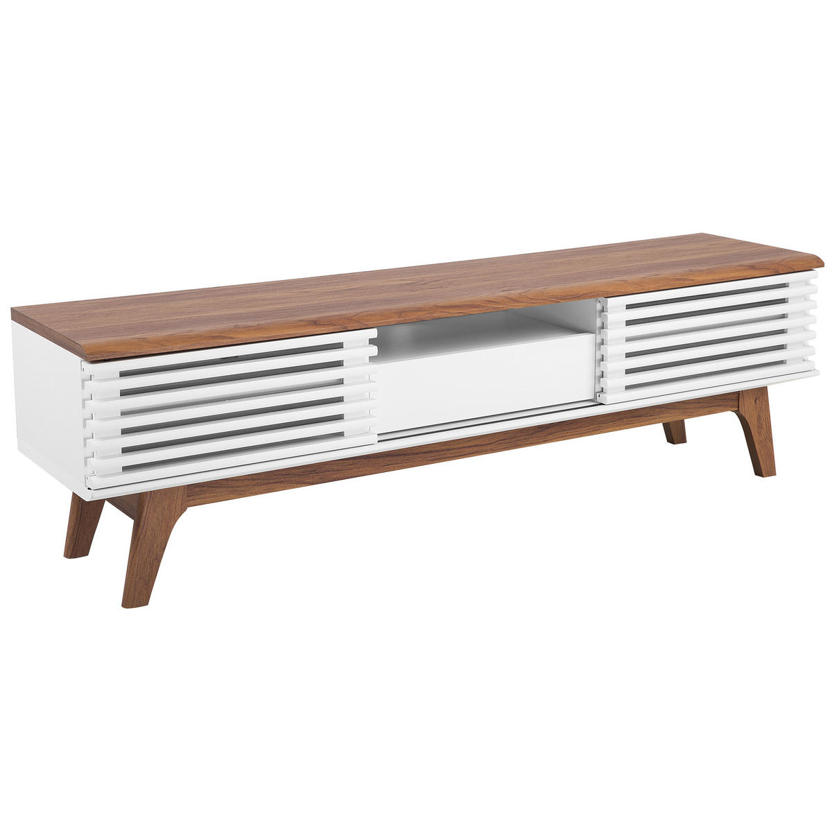 TV-MÖBEL Dunkelbraun, Weiß DETROIT 35/149/44 cm - Dunkelbraun, Holzwerkstoff (149/44/35cm) - Beliani